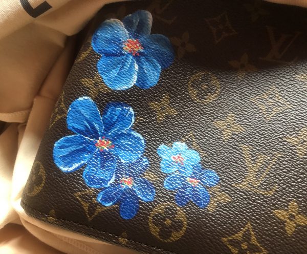 Louis vuitton 958 santero bag hand painted dipinta a mano luxury GV milano arte flowers (16)