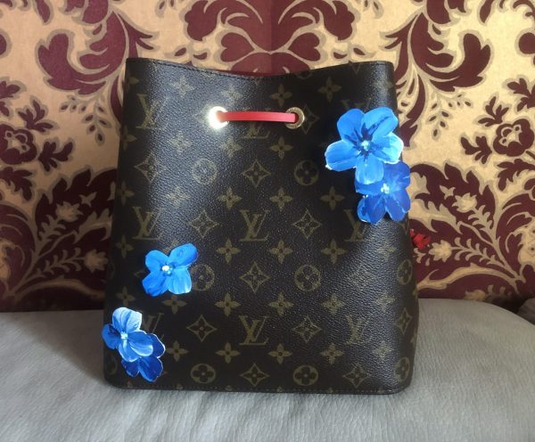 Louis vuitton 958 santero bag hand painted dipinta a mano luxury GV milano arte flowers (7)