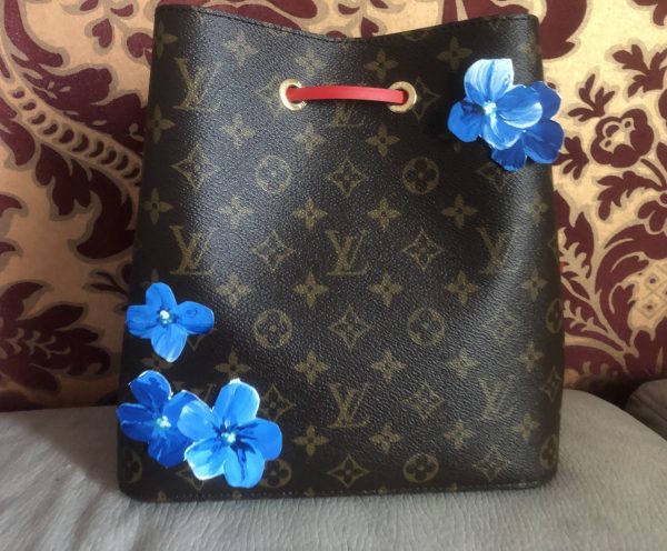 Louis vuitton 958 santero bag hand painted dipinta a mano luxury GV milano arte flowers (15)