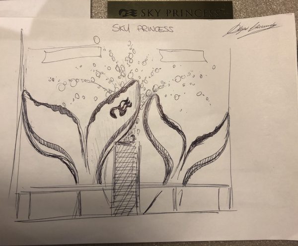 Sky Princess PCL artworks murals trompe l oeil dipinti luxury cruise instagram wall (68)